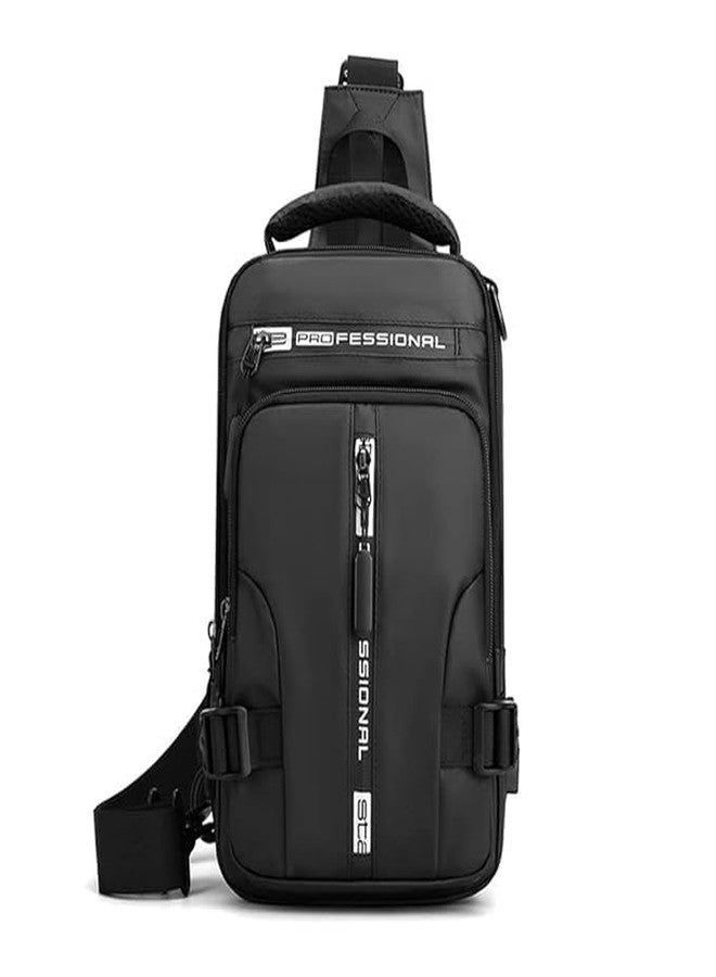 SHRBI Multipurpose Cross body Shoulder Bag with Anti-Theft Pocket Trendy Traveling Backpack Chest Bag for Hiking Daypack (Black) - Image 1